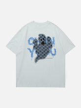 Jeans-T-Shirt mit Geister-Applikation